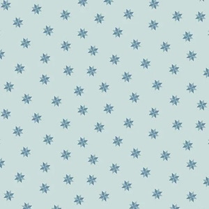 May include: A repeating pattern of blue and light blue eight-pointed stars on a light blue background. The stars are evenly spaced and create a subtle, yet visually appealing design. This pattern is suitable for various applications, including fabric, wallpaper, or digital art.
