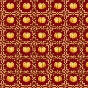 Haunted Village Pumpkin Foulard in Pumpkin - Color Principle for Henry Glass Fabrics - 2800-35 - 100% Quilting Cotton Cut Continuously