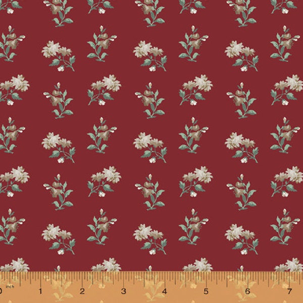 Camilla Floral Boutonnieres Red - Whistler Studios for Windham Fabrics - 52340-5 - 100% Quilting Cotton Cut Continuously