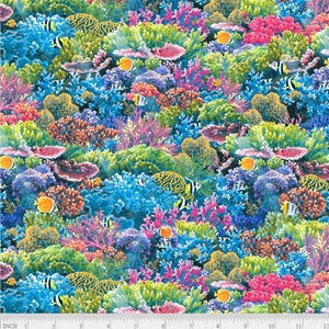 Weekend in Paradise, Ocean Coral Reef Multi, Abraham Hunter for P&B Textiles, 4585-MU, 100% Quilting Cotton, Digital print
