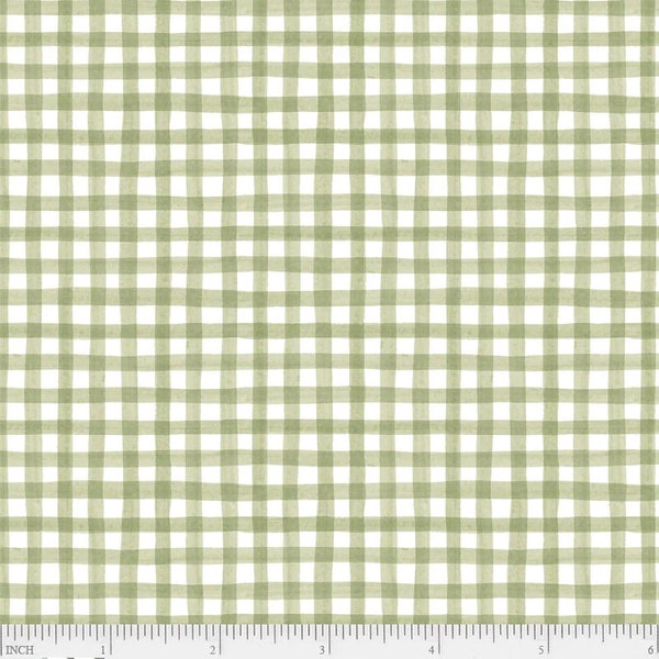 Homemade Happiness Gingham Green, Silvia Vassileva for P&B Textiles, HHAP-4806-G, 100% Quilting Cotton Cut Continuously