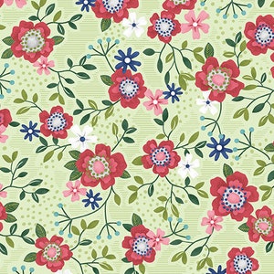 Wander Lane Celery Primrose Path, Nancy Halverson of Art To Heart for Benartex Fabrics, 13601-40, 100% Quilting Cotton Cut Continuously