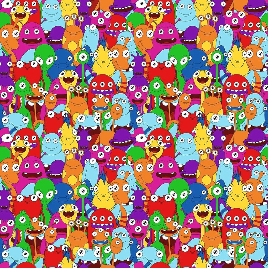 Alien Collage Glow-in-the-dark Fabric REMNANT (7/8 Yard), Amazing ...