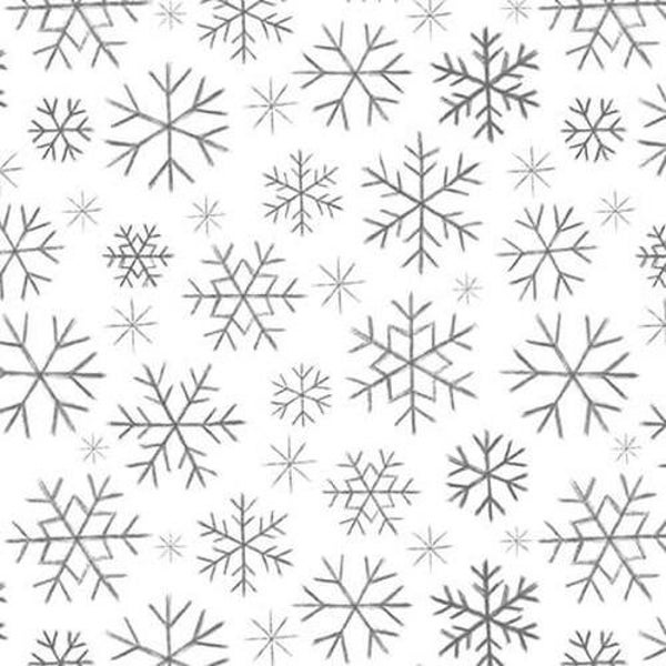 Mistletoe Magic Snowflake White, Lily Ford for Blank Quilting, Christmas Fabric, 2219-01, 100% Cotton Cut Continuously