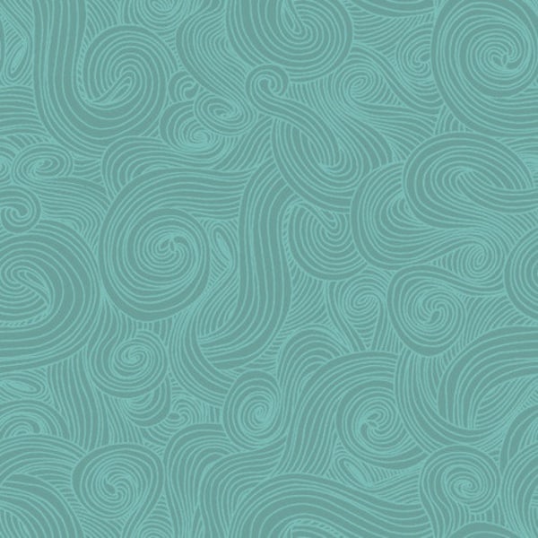 Just Color! Aqua Blue Swirl by Studio E Fabrics, 1351-AQUA, 100% Quilting Cotton Cut Continuously