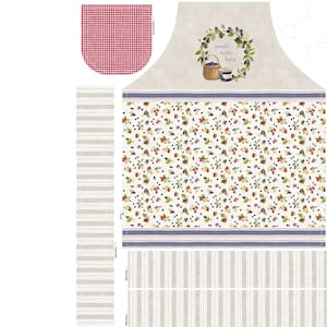 Homemade Happiness 36&quot; Cream Apron Panel, Silvia Vassileva for P&B Textiles, HHAP-4801-PA, 100% Quilting Cotton