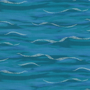 Silver Lake Lagoon Water com prata metálica, Sanja Rescek para Robert Kaufman Fabrics, 22929-71, 100% algodão cortado continuamente
