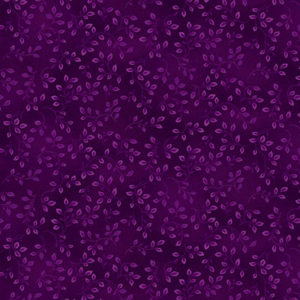 Folio Basics Violet Purple Vine Leaf - Color Principle for Henry Glass Fabrics - 7755-55 - 100% Quilting Cotton Cut Continuously