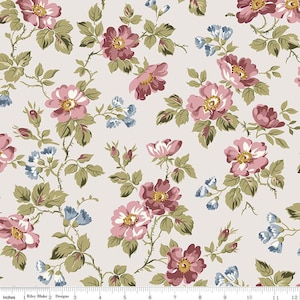 Midnight Garden Putty Cream Ditsy Floral, Gerri Robinson for Riley Blake Designs, C12541-Putty, 100% Quilting Cotton Cut Continuously