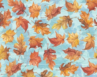 Autumn Woods Orange Oakleaf Cotton Fabric, Renee Nanneman for