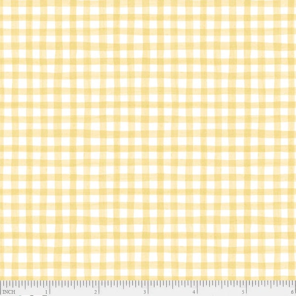 Homemade Happiness Gingham Yellow by Silvia Vassileva for P&B Textiles, HHAP-4806-Y, 100% Quilting Cotton Cut Continuously