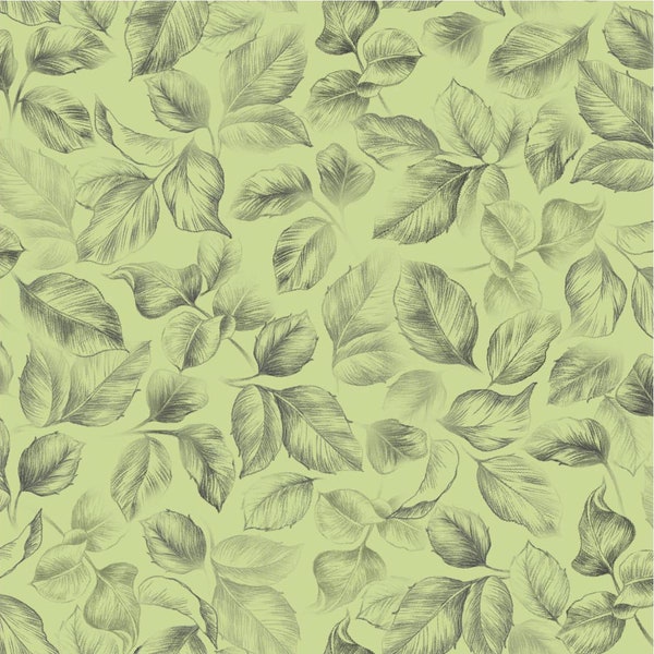 Yesterday Leaves Green by Oasis Fabrics, 59-5251, 100% Quilting Cotton Cut Continuously, Digital Print