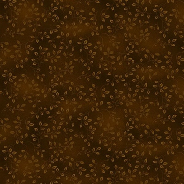 Folio Basics Sepia Brown Vine Leaf - Henry Glass Fabrics - 7755-39 - 100% Quilting Cotton Cut Continuously