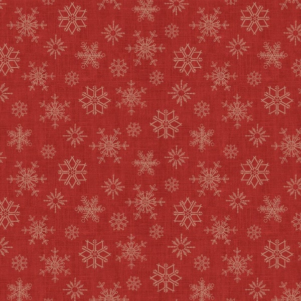 North Pole Express Snowflakes Red by P&B Textiles, Pela Studio, NPEX-4765-R, 100% Quilting Cotton, Fabric Cut Continuously