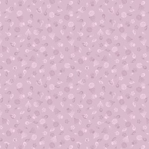 Könnte beinhalten: Ein nahtloses Muster mit helllila Hintergrund, das eine Vielzahl von weißen Blumen- und Blattdesigns zeigt. Das Muster besteht aus kleinen, zarten Blumen und Blättern, die einen dezenten und eleganten Look erzeugen.