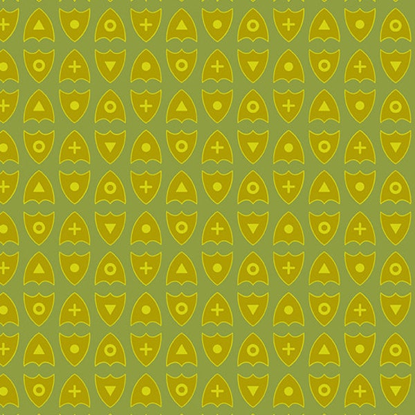 Road Trip Signs Chartreuse Green - Alison Glass for Andover Fabrics - A-8904-G