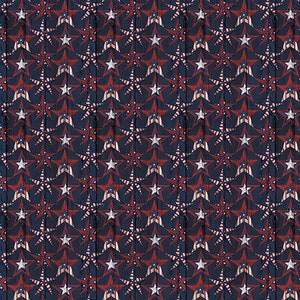 May include: A seamless pattern of red, white, and blue stars on a dark blue background. The stars are arranged in a repeating pattern, creating a patriotic design.