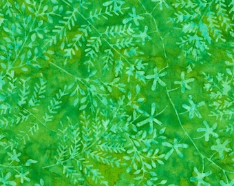 Tonga Batik Rio Branches and Buds in Grass Green - Timeless Treasures - Hand Dyed Indonesian Fabric - TONGA-B5982