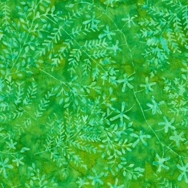 Tonga Batik Rio Branches and Buds in Grass Green - Timeless Treasures - Hand Dyed Indonesian Fabric - TONGA-B5982