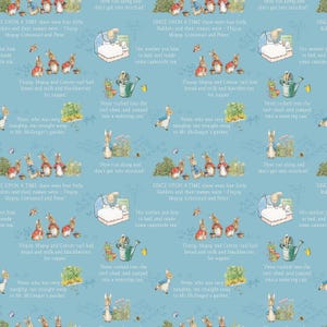 The Tale of Peter Rabbit Blue Text, Riley Blake Designs, C14701-BLUE, 100% Cotton Cut Continuously