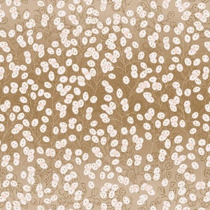 Fairy Clocks Brown Honesty w/Gold Metallic - Lewis & Irene - A506-2 -  100% Quilting Cotton Cut Continuously