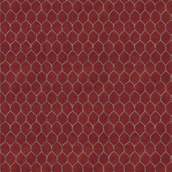 Proud Rooster Chicken Wire Red, Susan Winget for Wilmington Prints, 39770-339, 100% Cotton CUT CONTINUOUSLY