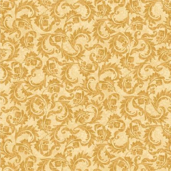 7/8 Yard REMNANT Autumn Flourish Flourish Gold - Art Loft for Studio E Fabrics - 6334-44 - 100% Quilting Cotton