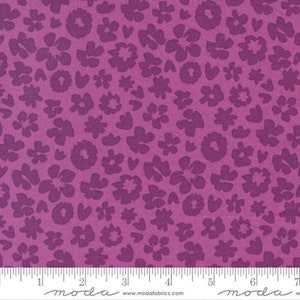 Zinnia Cyclamen Purple Night Garden, April Rosenthal for Moda Fabrics, 24133-13, 100% Quilting Cotton Cut Continuously