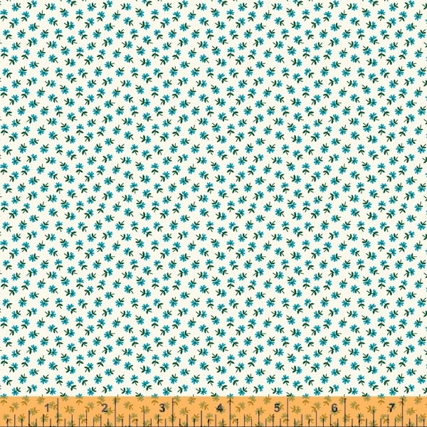 Five + Ten Itty Bitty Flowers Blue/Cream by Denyse Schmidt for Windham Fabrics - 52488-1 - 100% Quilting Cotton Cut Continuously