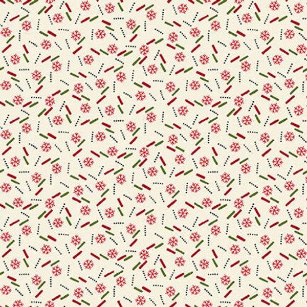 Winter Joy Snowflake Toss Cream, Hannah West for Henry Glass Fabrics, 2858-33, 100% Quilting Cotton Cut Continuously