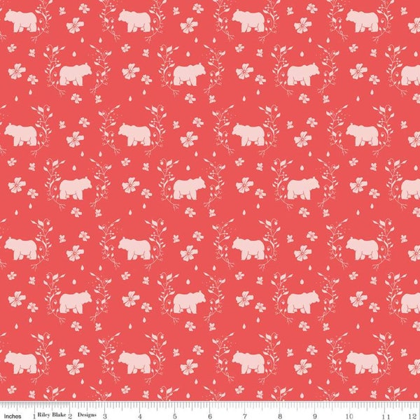 FAT QUARTER Strawberry Honey Bears Cayenne Red by Gracey Larson for Riley Blake Designs, C10243-CAYENNE - 100% Quilting Cotton