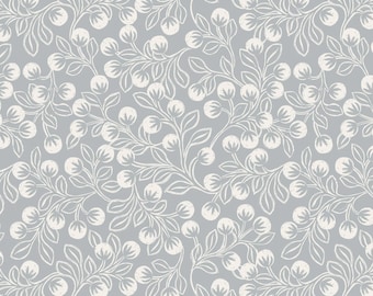 Secret Winter Garden Grey Snowberries w/Pearl Elements, Lewis & Irene, A658-2, 100% Quilting Cotton Cut Continuously