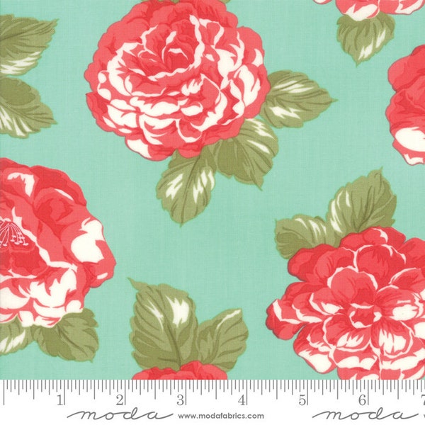 RESIDUS DE 2/3 yards de fleurs pour lève-tôt, turquoise - Bonnie & Camille for Moda Fabrics - 55190-12 - 100 % coton matelassé