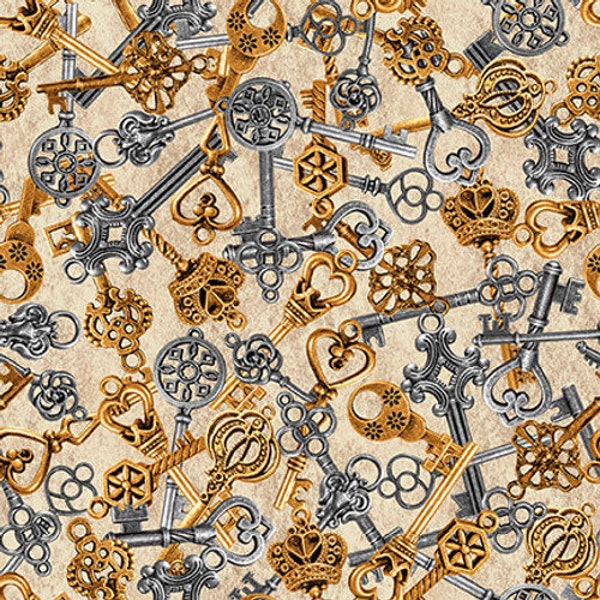 Alternative Age Keys Parchment Cream, Urban Essence Designs for Blank Quilting, 2320-41, 100% Cotton Cut Continuously