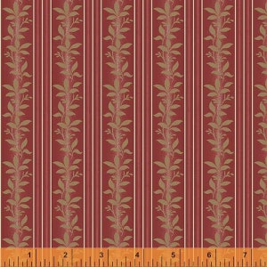 Bedford Ruby Red Vine Stripe, Mary Koval for Windham Fabrics, 53149-11, 100% Cotton Cut Continuously