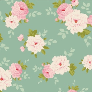 Tilda Sunday Brunch Teal Pernille, Tone Finnanger, TIL100583, 100% Quilting Cotton Cut Continuously-