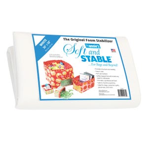 May include: A white foam stabilizer package labeled The Original Foam Stabilizer byAnnie's Soft and Stable. The packaging displays dimensions of 36 inches by 58 inches and features images of fabric storage bins filled with various craft supplies.