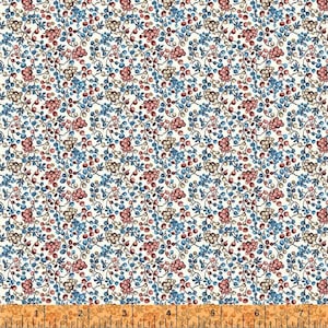Bedford Antique White Ditsy Berries, Mary Koval for Windham Fabrics, 53147-1, 100% Cotton Cut Continuously