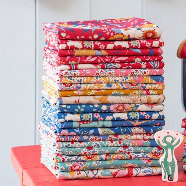 Lot de tissus Fat Quarter Tilda Jubilee, 20 x 22 pouces, ton Finnanger, 100 % coton à matelasser, 20 impressions découpées à la main