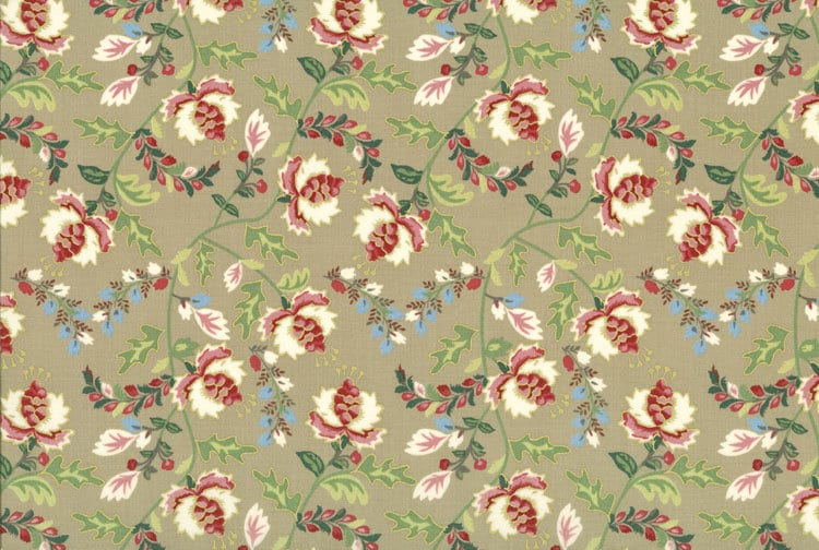 2/3ヤード 残り物 Madame Fleur Main Floral Griege with Gold