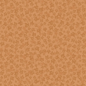 May include: A seamless pattern of brown ivy leaves and vines on a light brown background.