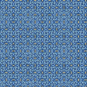 Alluring Butterflies Blue Petal Geo w/Metallic, Ann Lauer for Benartex Fabrics - 13310M-53 - 100% Cotton Cut Continuously