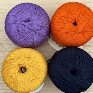 1+ skein of bright colors summer fashion Tatiana2 mercerized Egyptian cotton yarn, Chainette orange yellow blue purple mercerized cotton