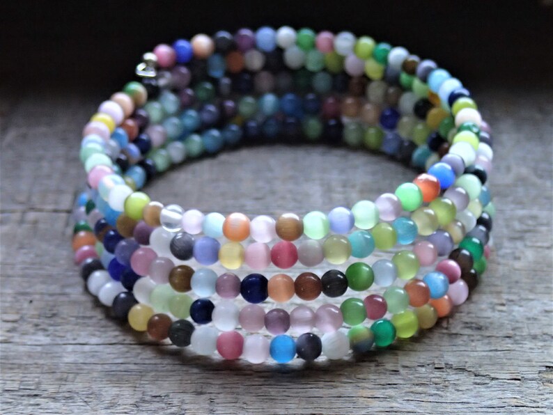 Download Pastel Rainbow Color Boho Beaded Bracelet memory wire | Etsy