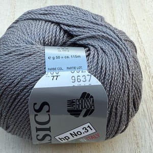 1+ skein of Lana Grossa gray mercerized cotton yarn, made in Italy Basics hp No.31 cotton yarn, Chainette gray mercerized cotton yarn