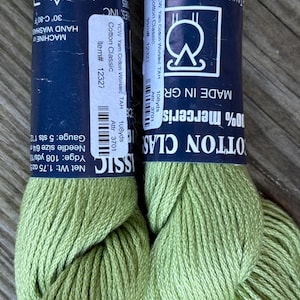 1+ skein Cotton Classic by Tahki Yarns, mercerized green cable cotton yarn, Sage green mercerized cotton knitting Tahki yarn