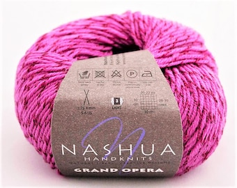 1 skein Nashua Grand Opera knitting yarn, Bronze brown or fuschia pink wool metallic DK knitting yarn, Grand Opera yarn, new