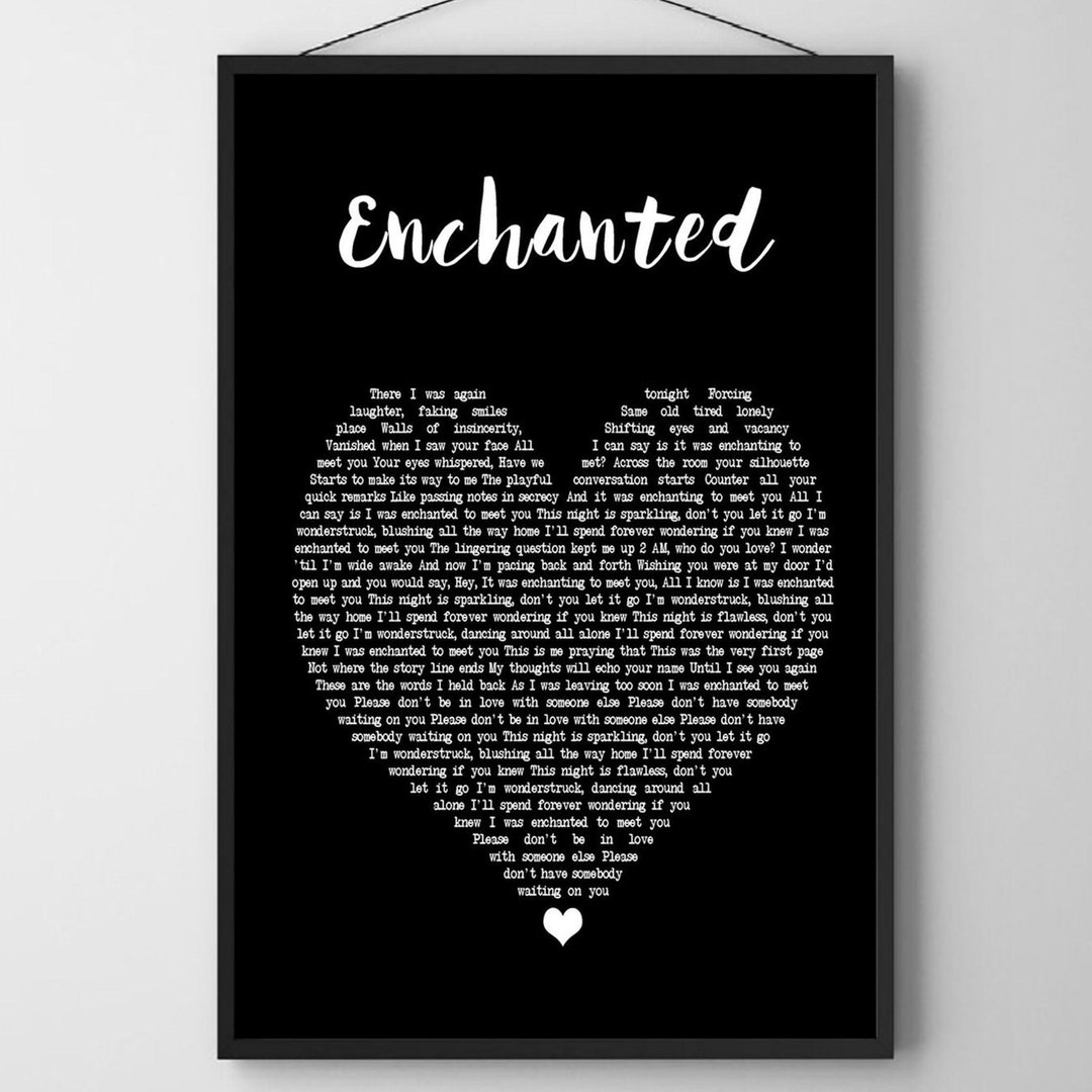 Taylor Swift Enchanted Black Heart Song Lyric Quote Print Poster