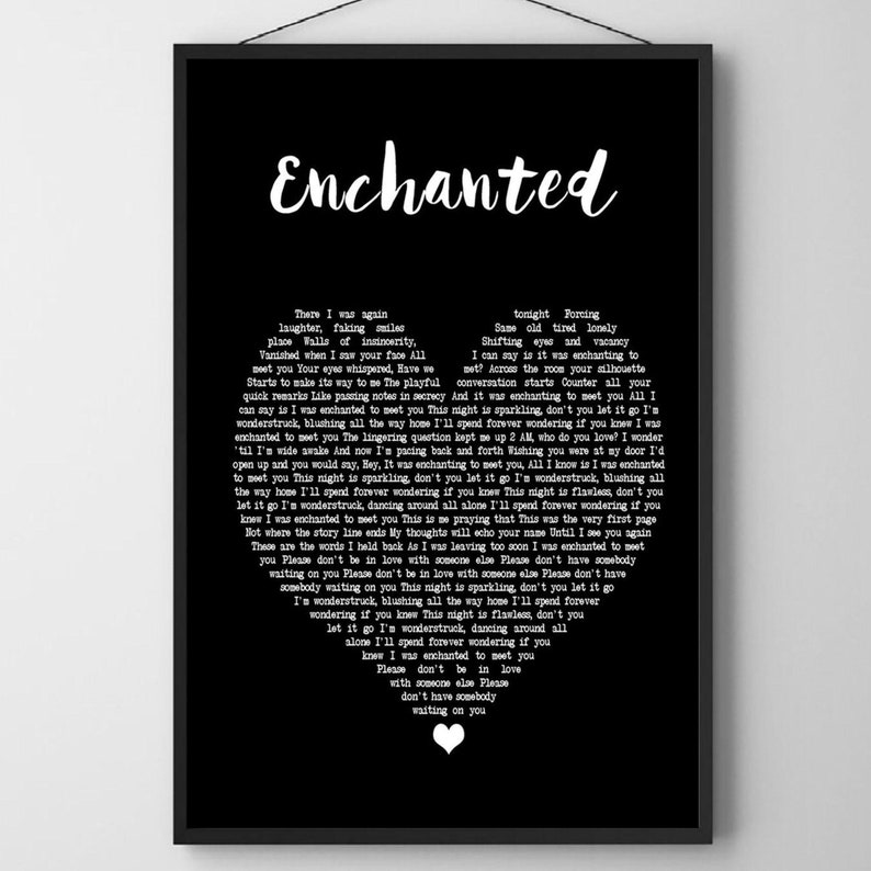 Taylor Swift Enchanted Black Heart Song Lyric Quote Print Poster