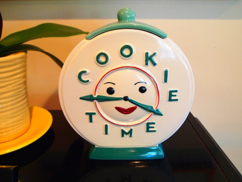 Rare Vintage Cookie Time Clock Cookie Jar Abingdon 1940s Etsy